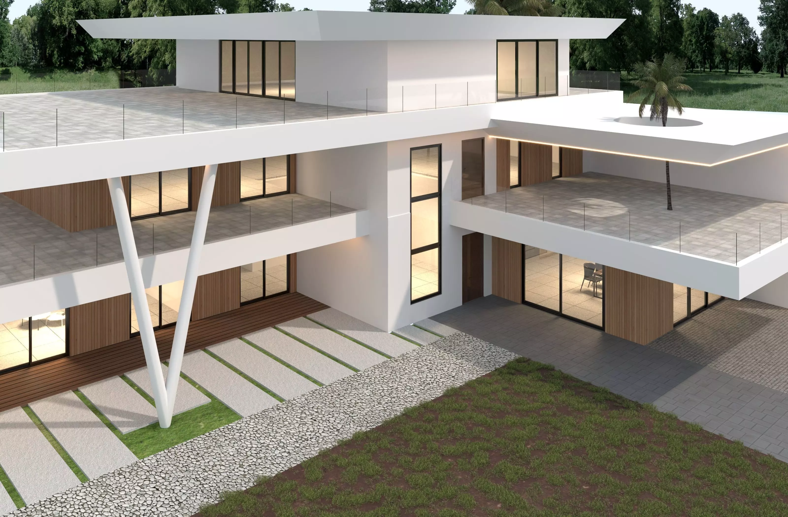 Modern house archicad Low-poly 3D model_5