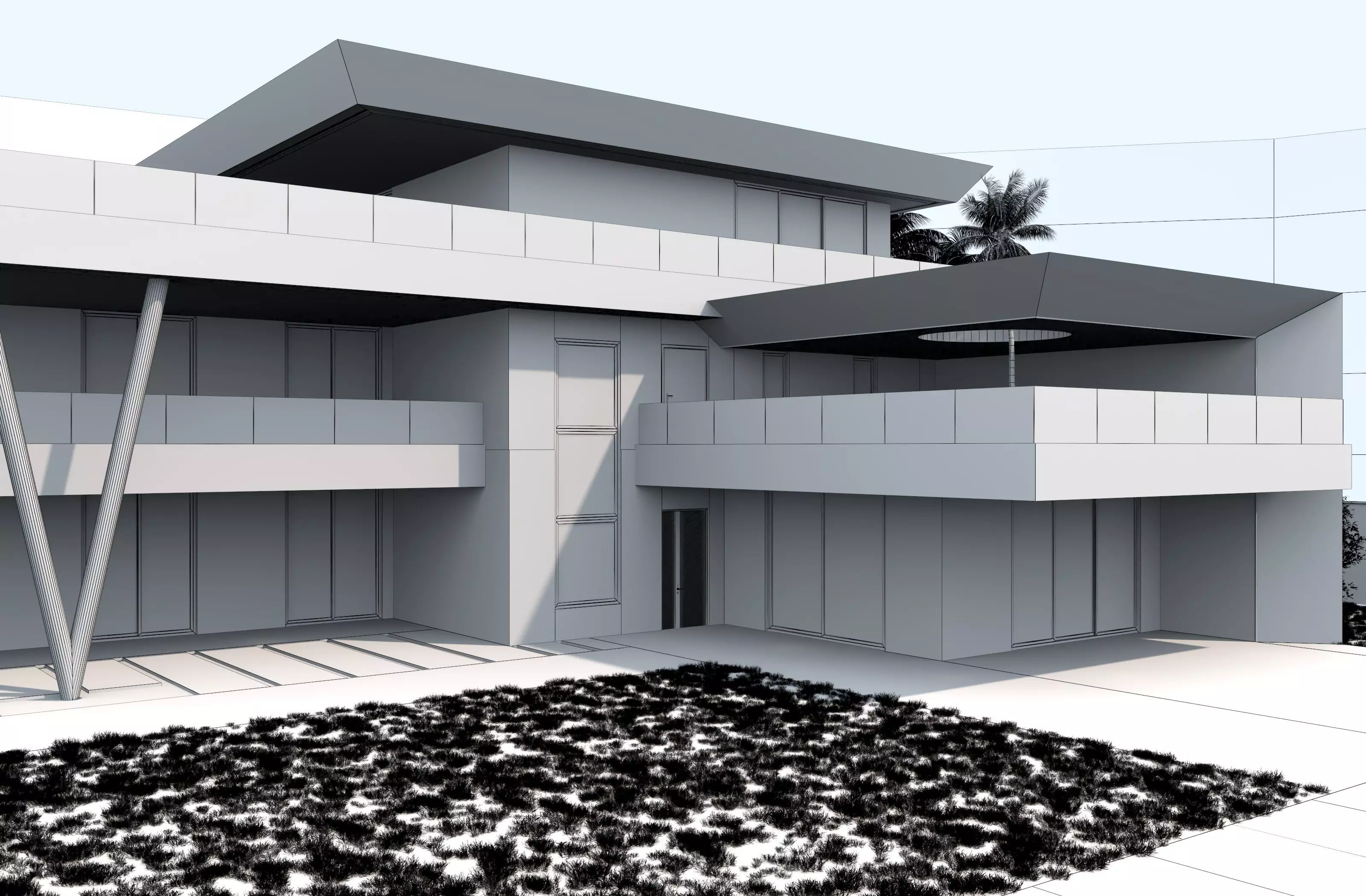 Modern house archicad Low-poly 3D model_13