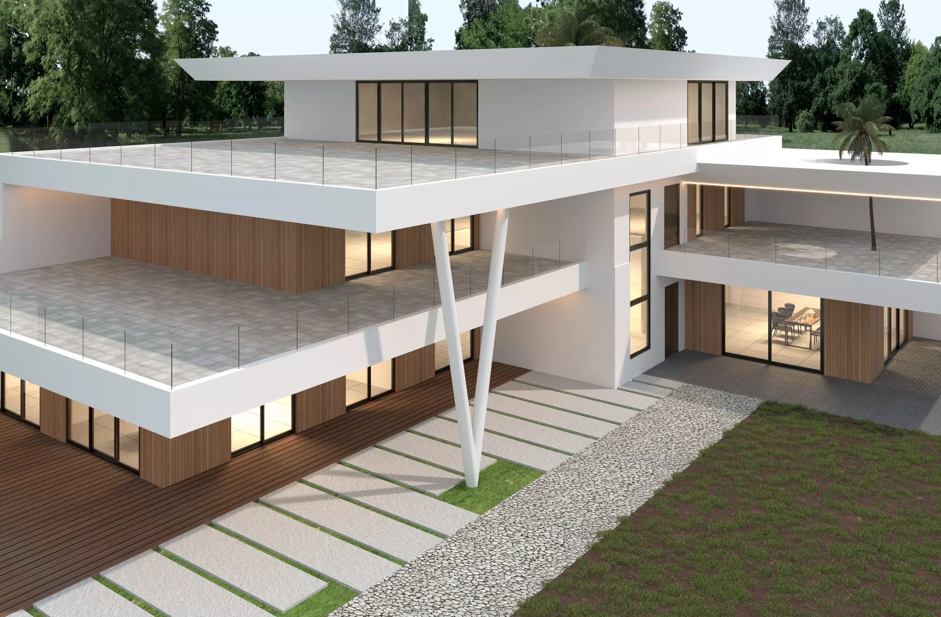 Modern house archicad Low-poly 3D model_9