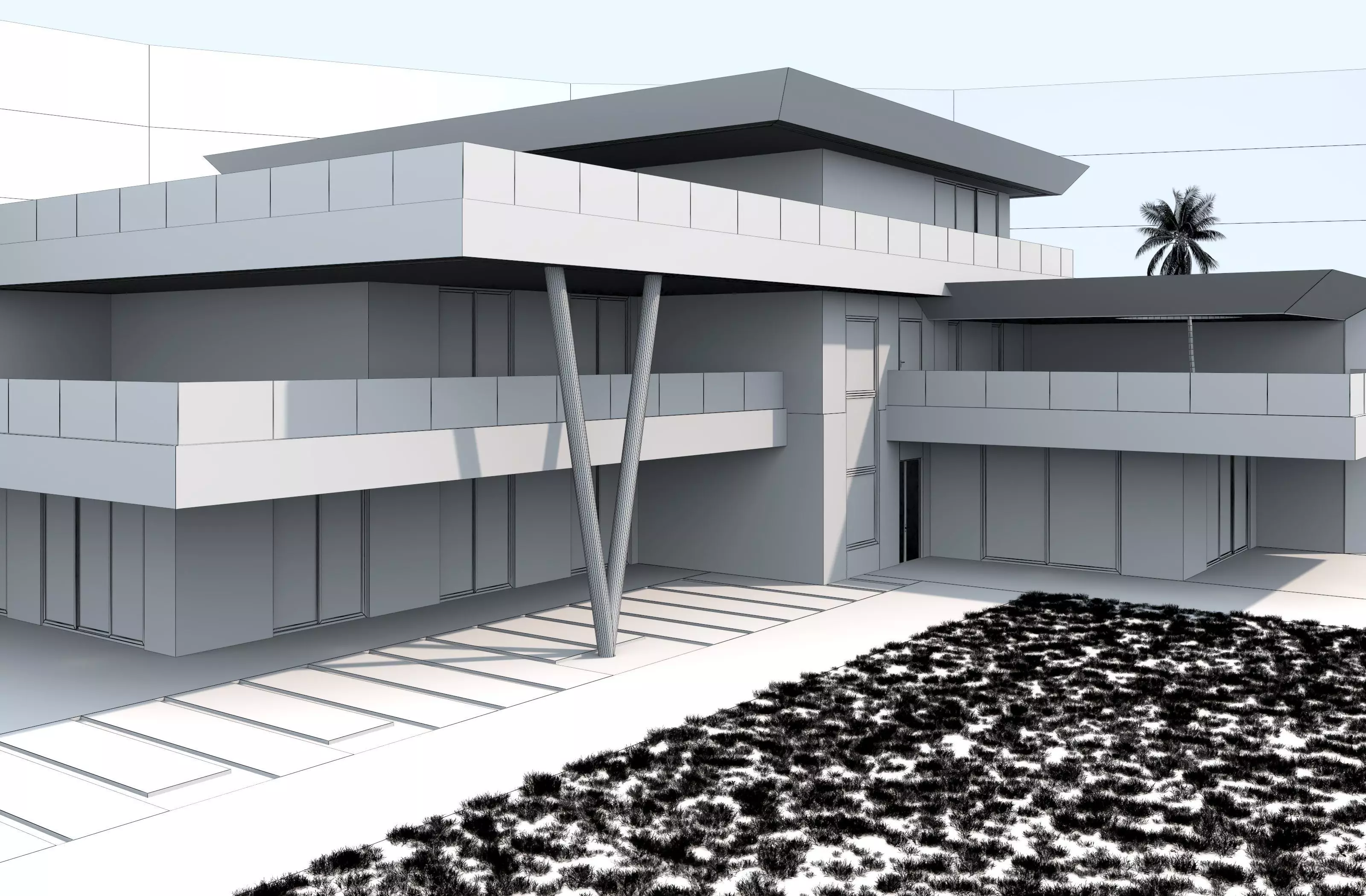 Modern house archicad Low-poly 3D model_20