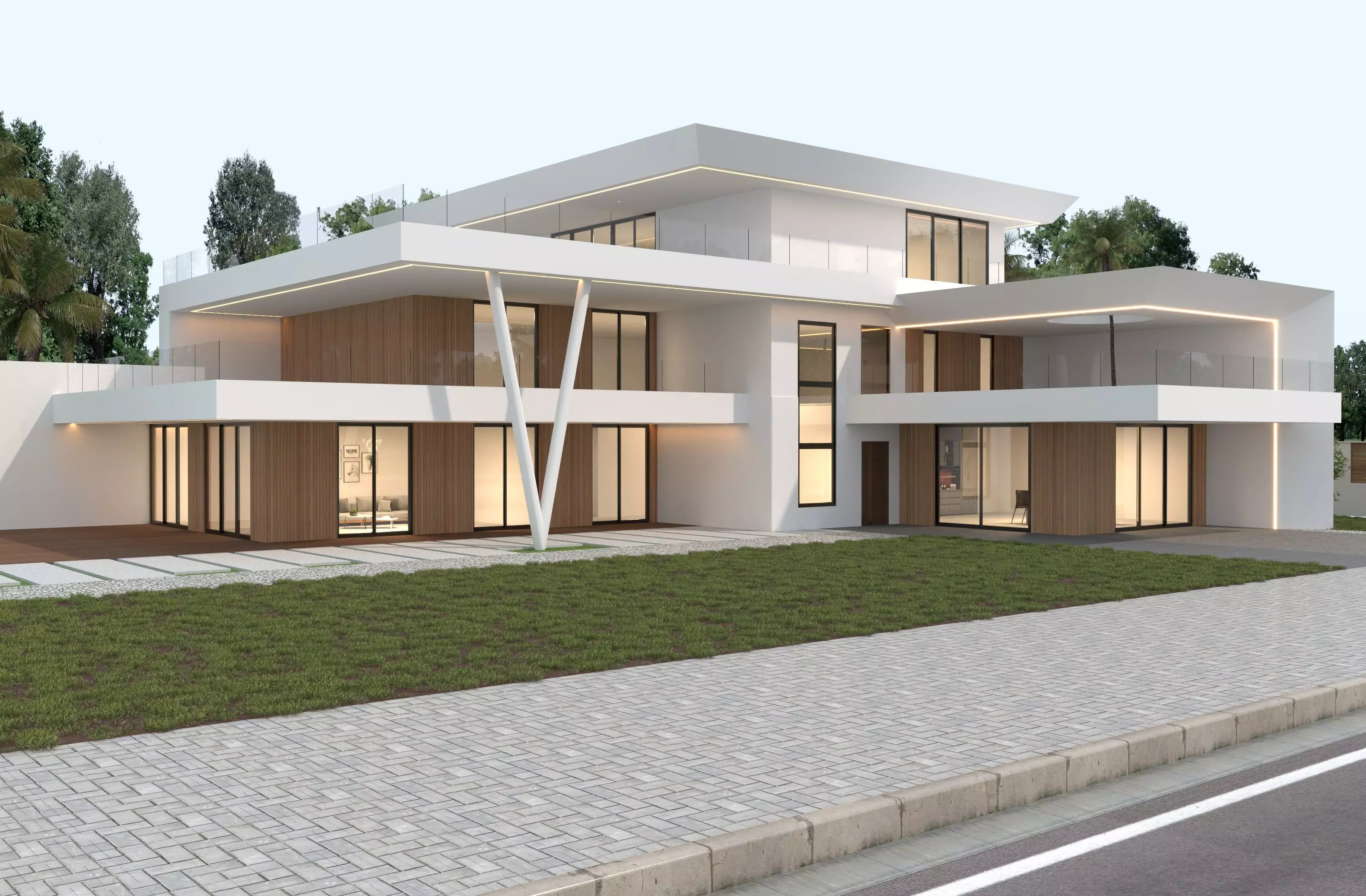 Modern house archicad Low-poly 3D model_2