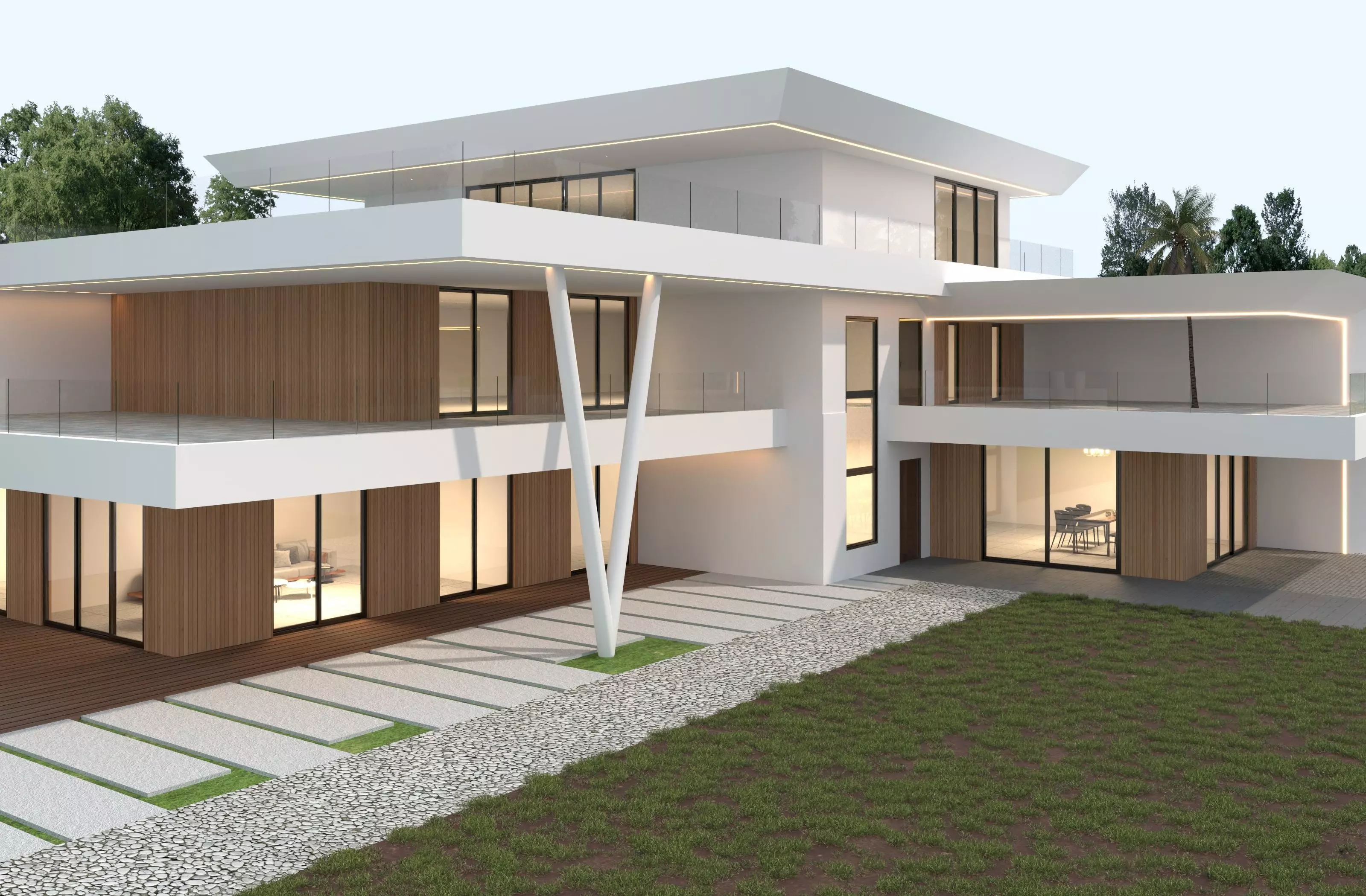 Modern house archicad Low-poly 3D model_1