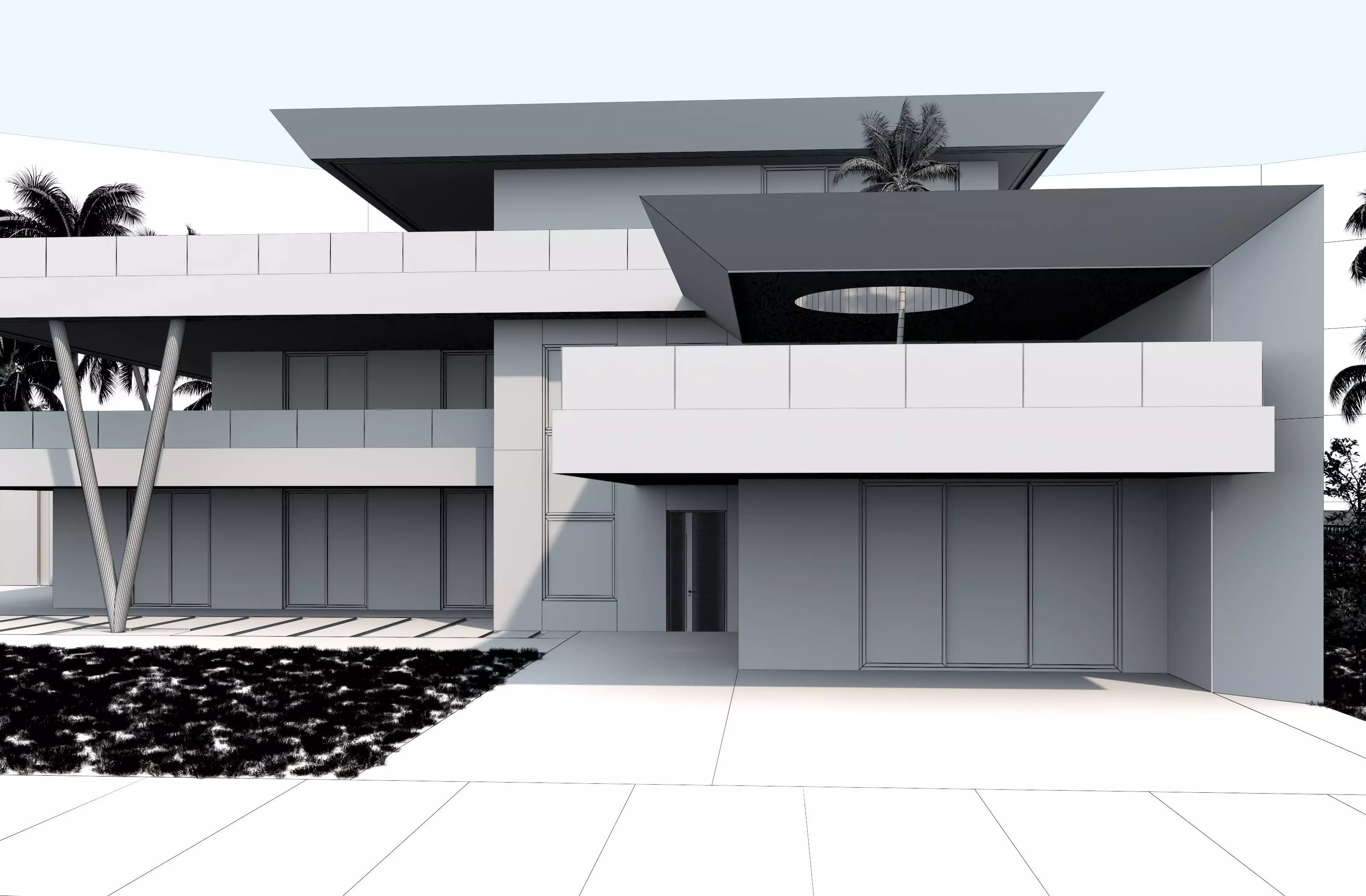 Modern house archicad Low-poly 3D model_12