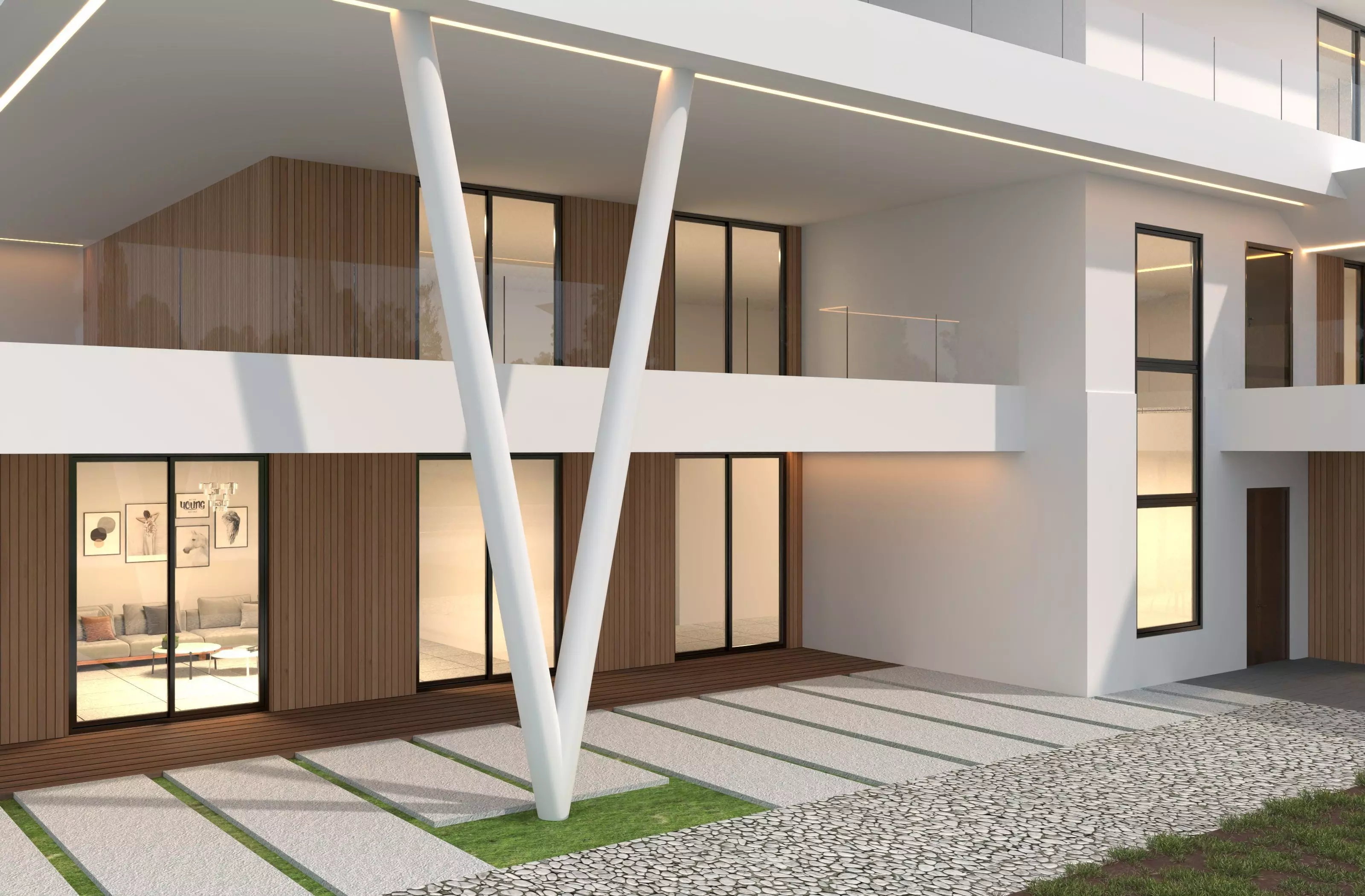 Modern house archicad Low-poly 3D model_6