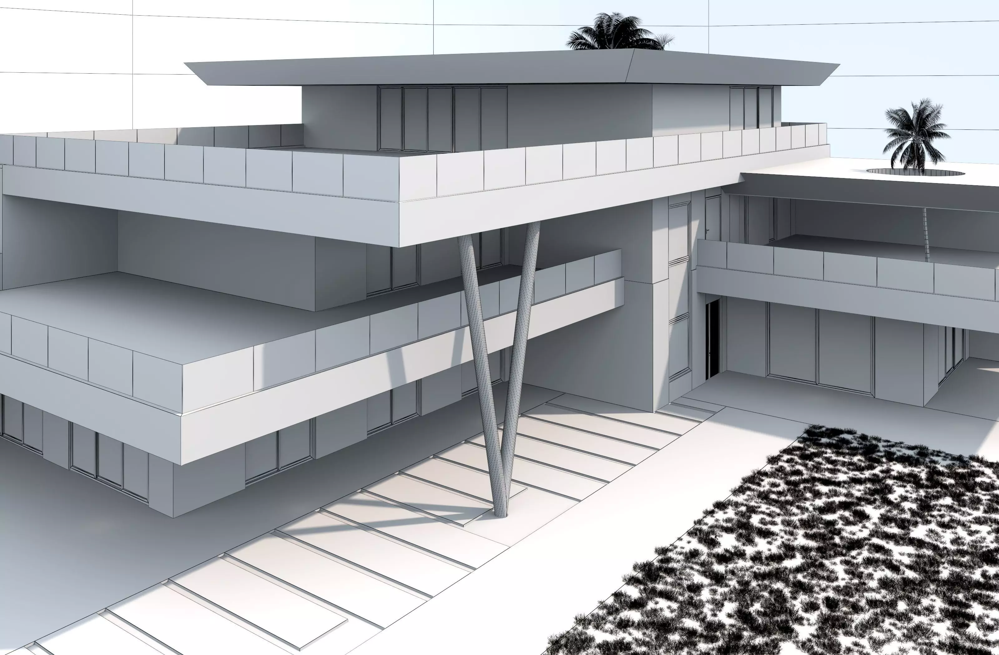 Modern house archicad Low-poly 3D model_22