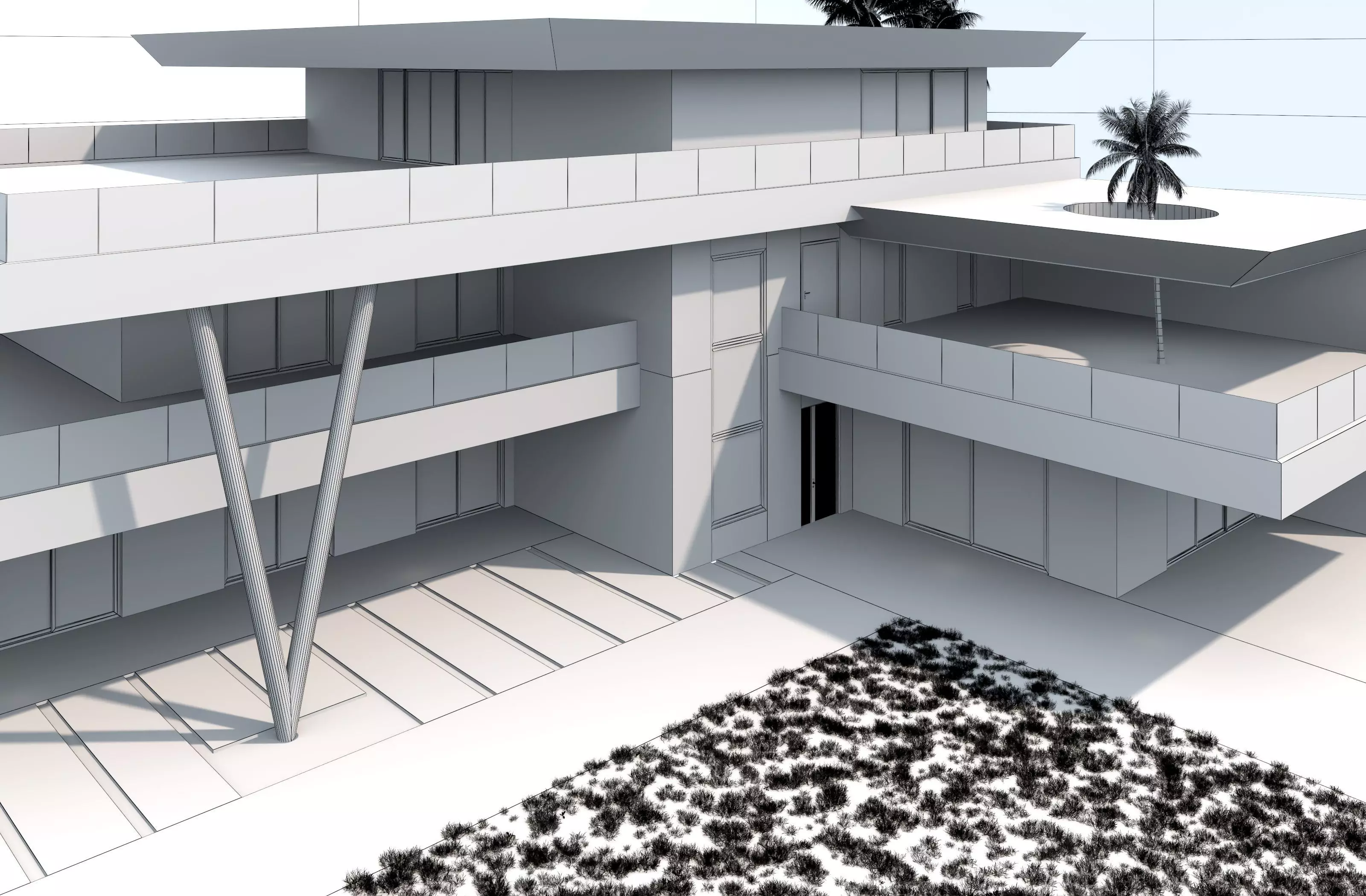 Modern house archicad Low-poly 3D model_17