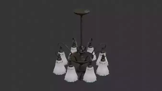 Warm Ceiling Chandelier With Glass Shades