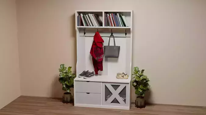 Modern White Hall Tree