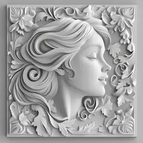 Woman Floral Relief Panel