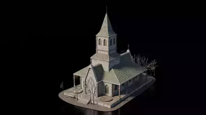 Dark Fantasy Building - Deep Water Church 3D model