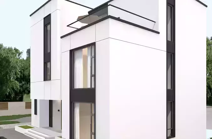 Modern house archicad Low-poly 3D model 5