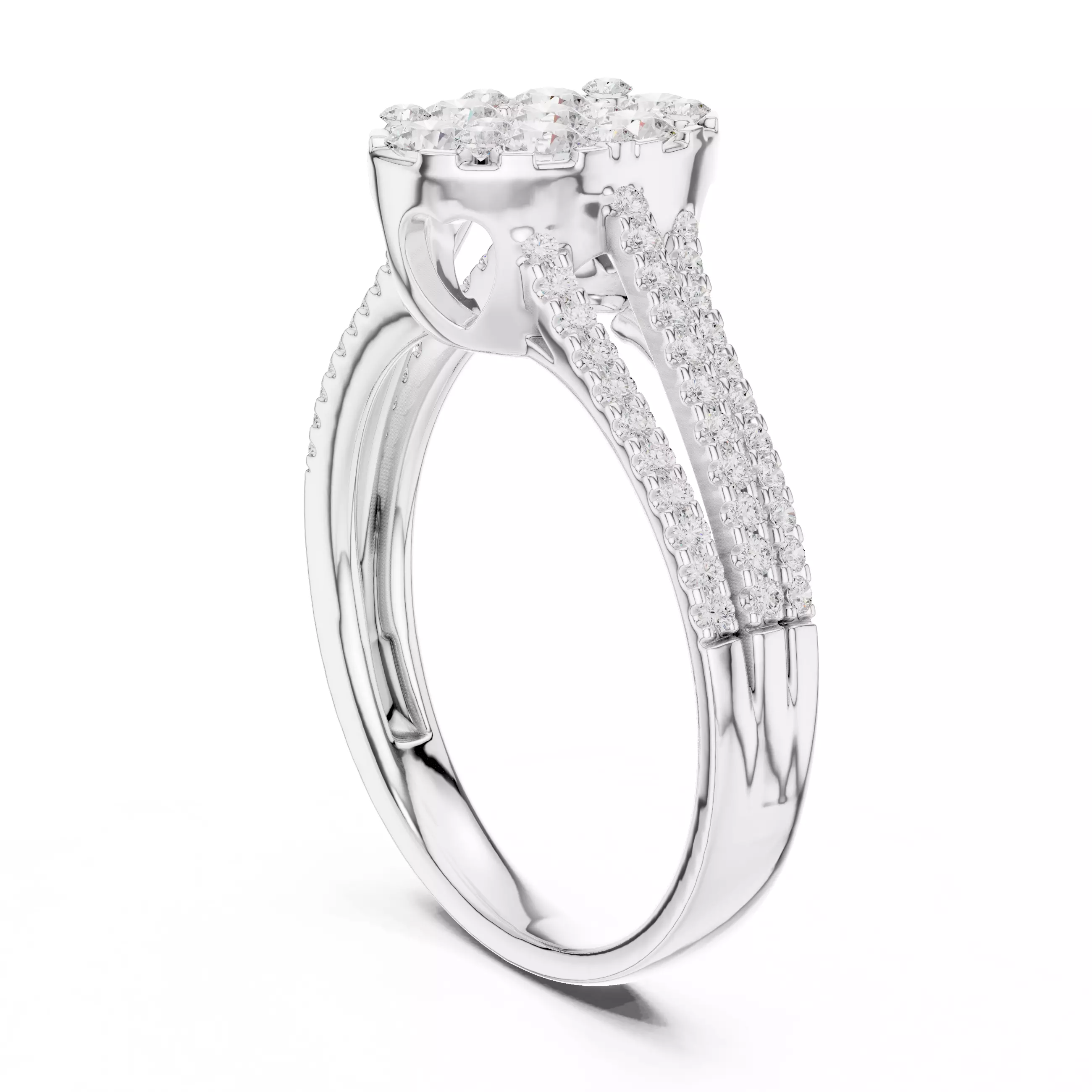 Double Split Shank Round Cut Wedding Ring ALL SIZES STL Video 3D print model_9