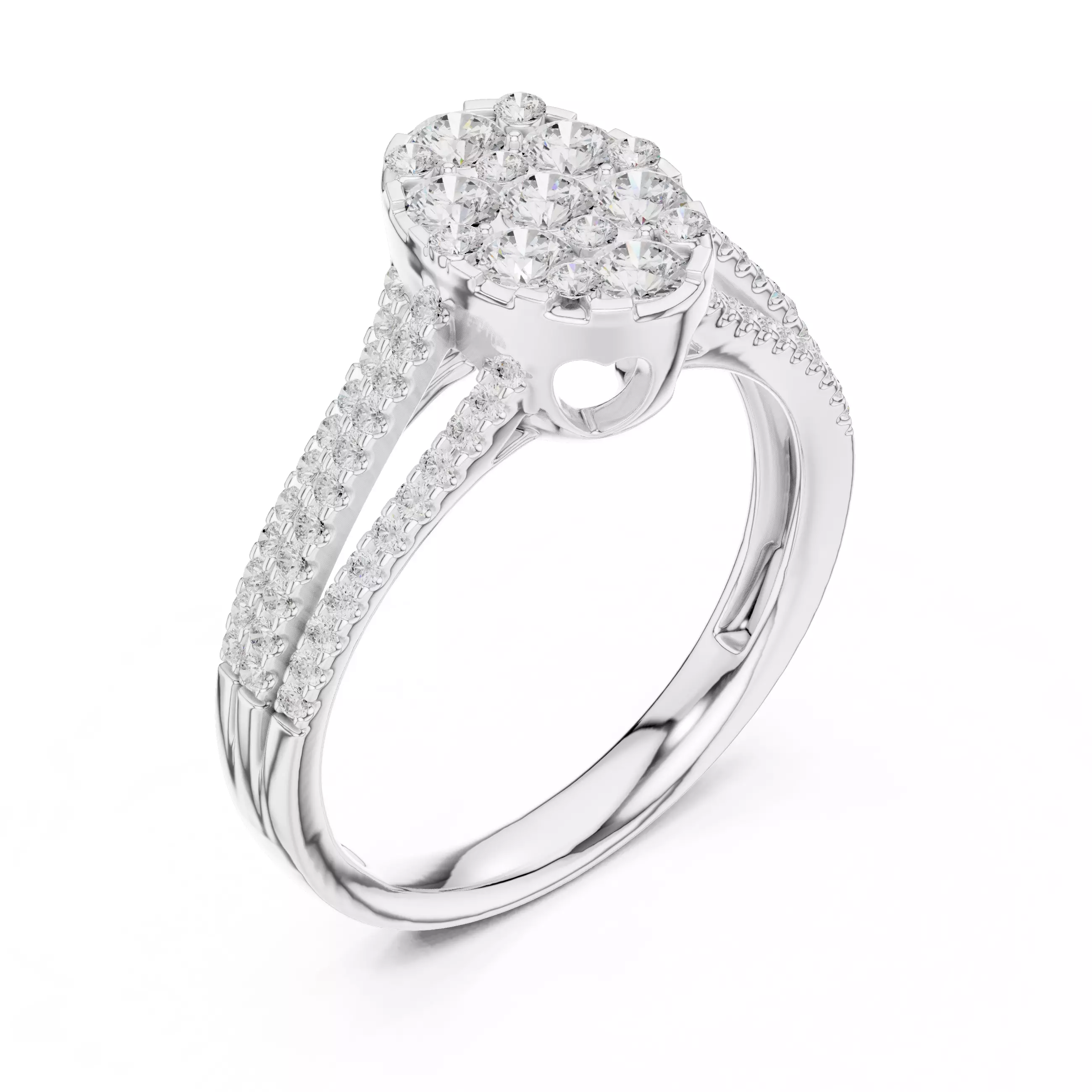 Double Split Shank Round Cut Wedding Ring ALL SIZES STL Video 3D print model_10