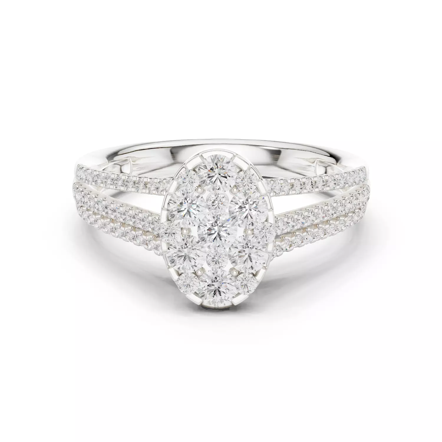 Double Split Shank Round Cut Wedding Ring ALL SIZES STL Video 3D print model_14