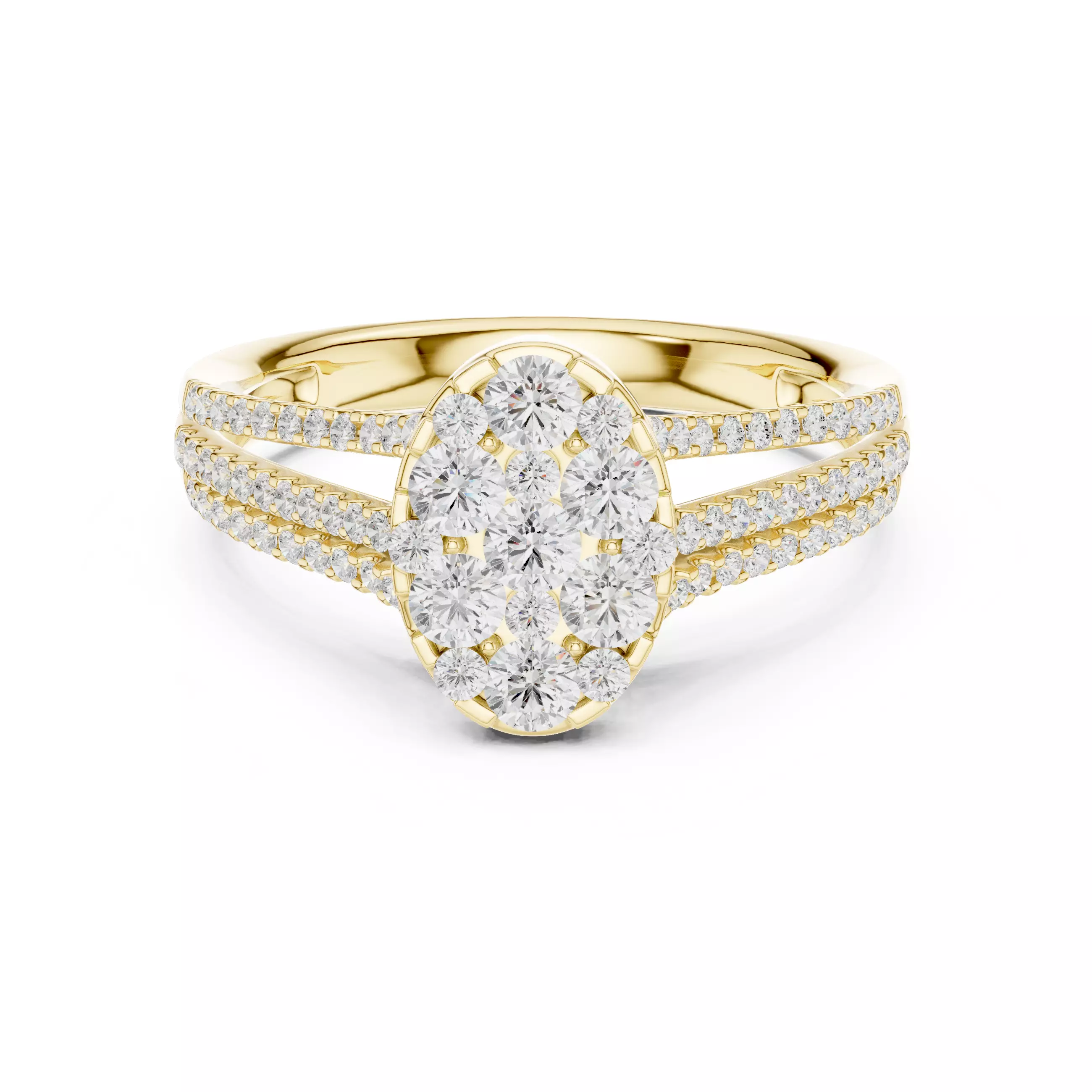 Double Split Shank Round Cut Wedding Ring ALL SIZES STL Video 3D print model_1