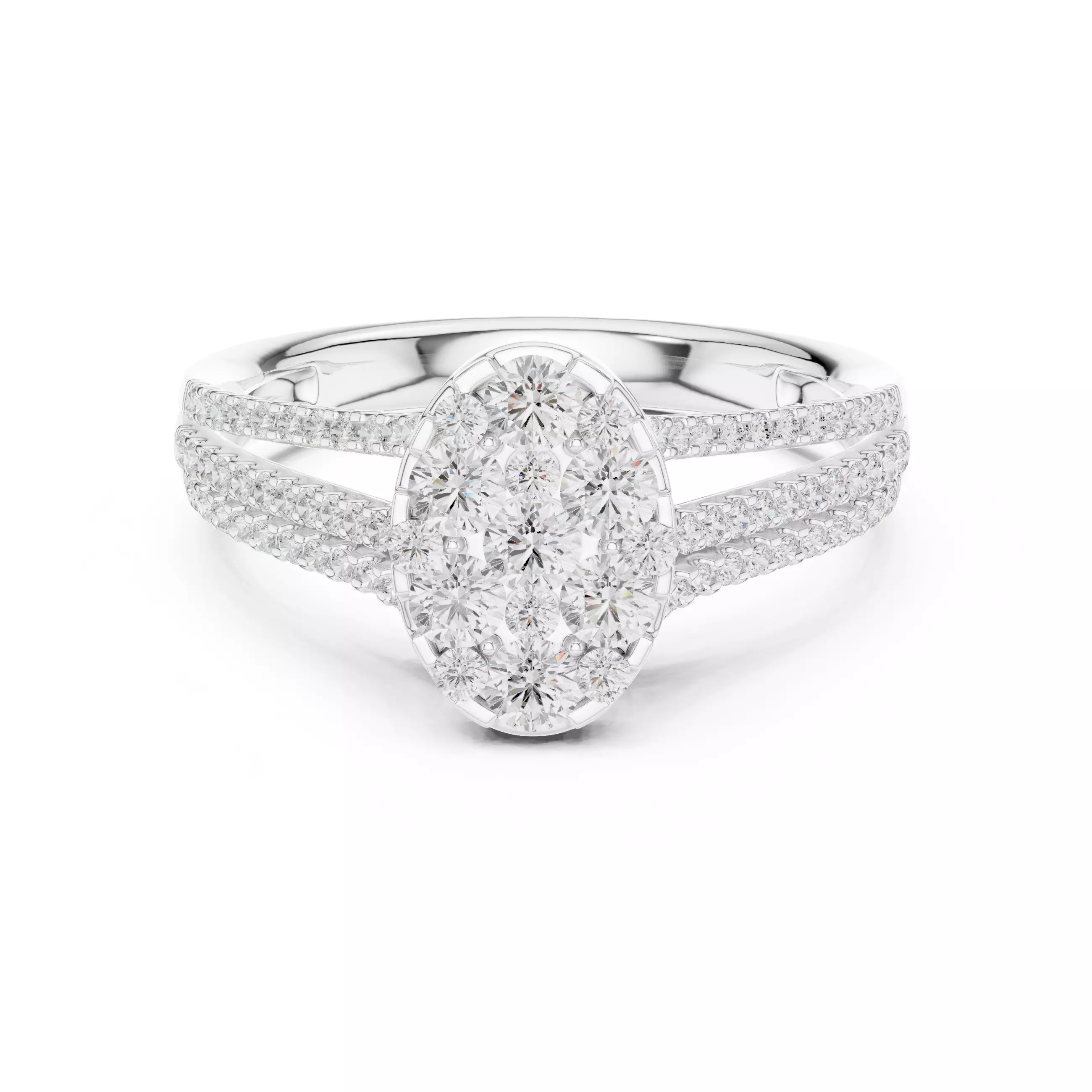 Double Split Shank Round Cut Wedding Ring ALL SIZES STL Video 3D print model_2