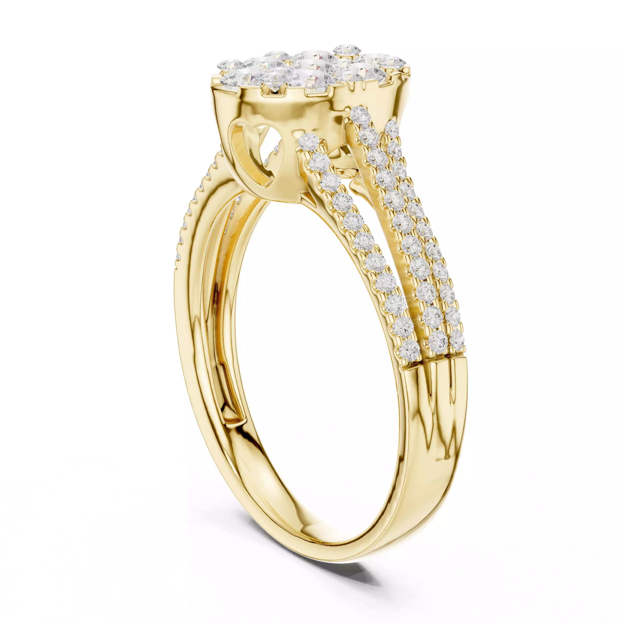 Double Split Shank Round Cut Wedding Ring ALL SIZES STL Video 3D print model_6