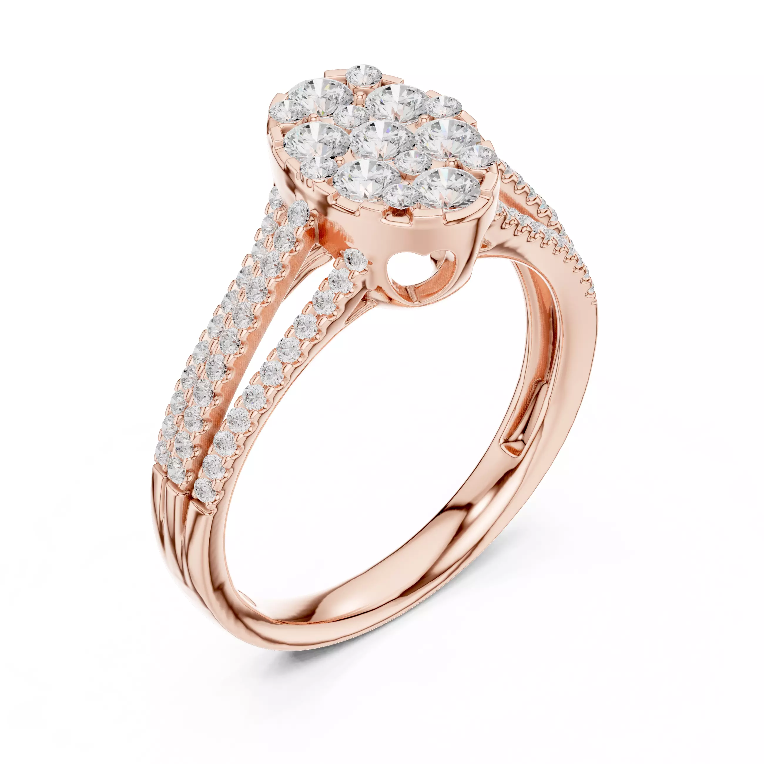 Double Split Shank Round Cut Wedding Ring ALL SIZES STL Video 3D print model_4