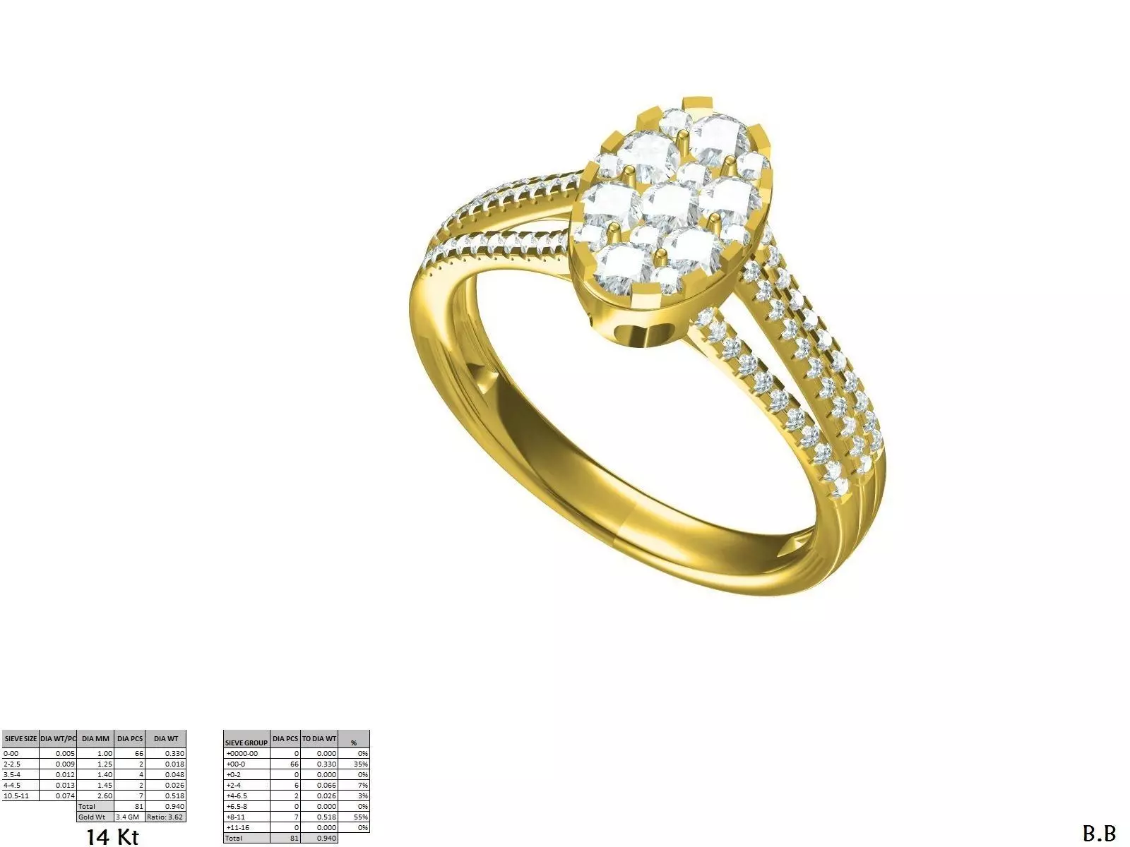 Double Split Shank Round Cut Wedding Ring ALL SIZES STL Video 3D print model_15