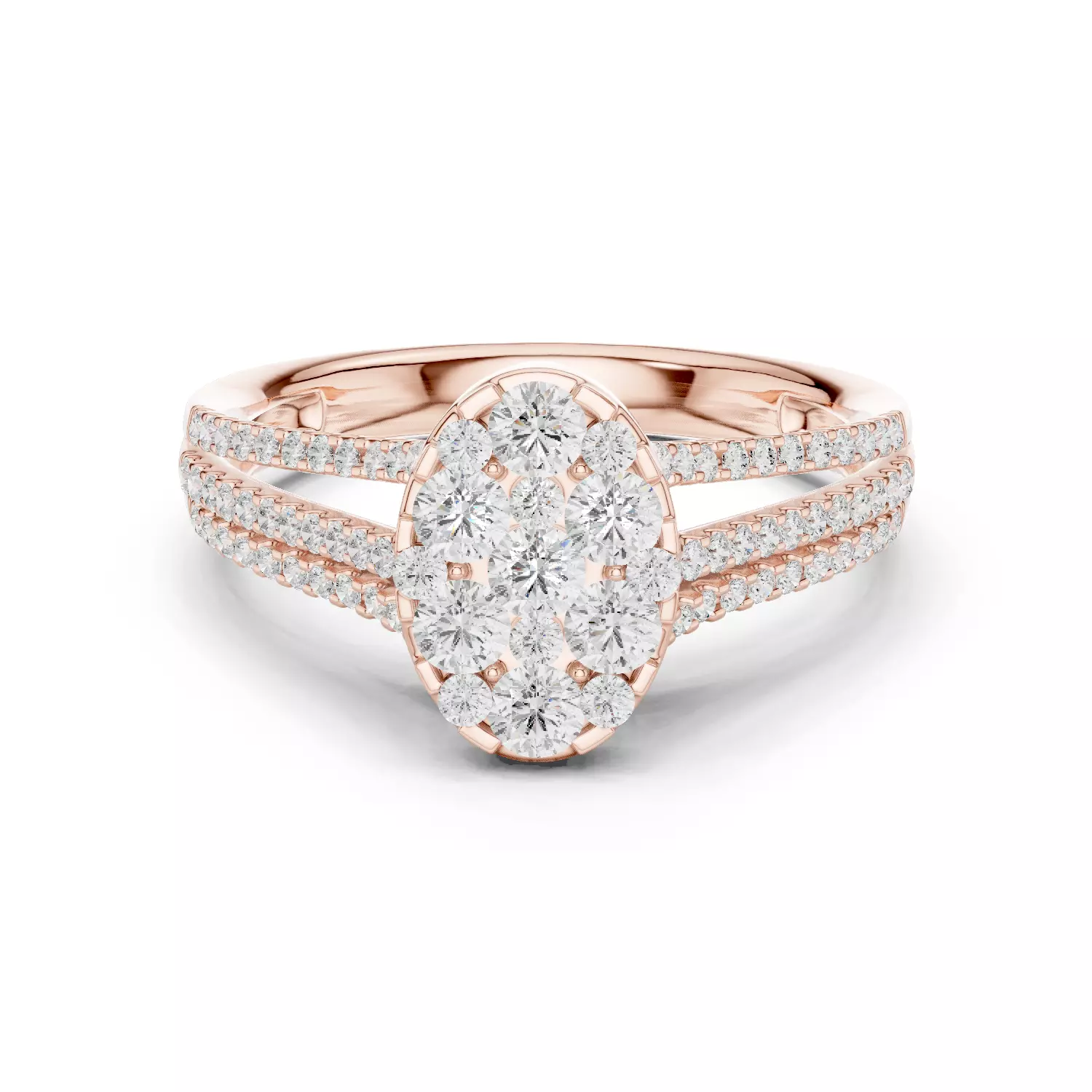 Double Split Shank Round Cut Wedding Ring ALL SIZES STL Video 3D print model_12