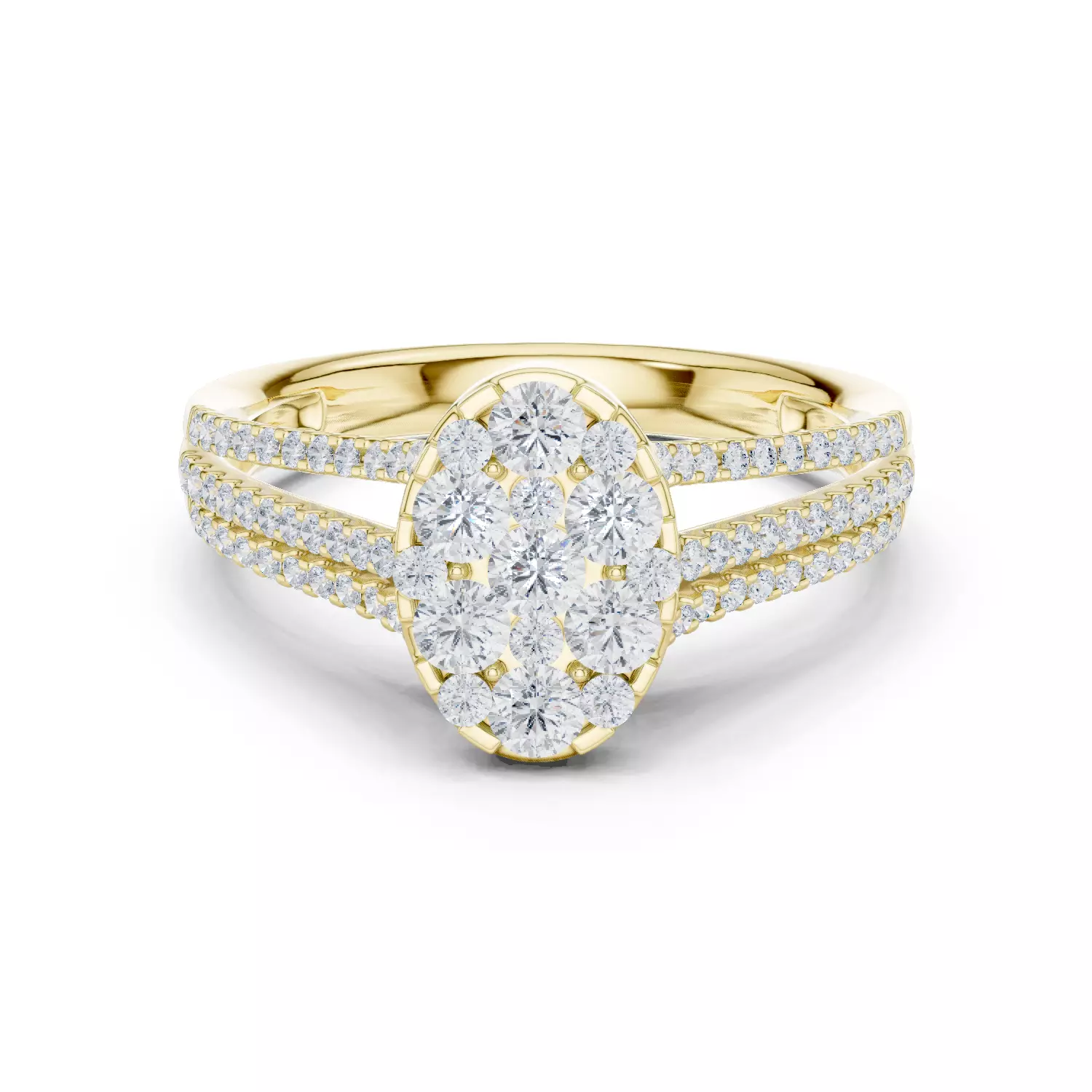 Double Split Shank Round Cut Wedding Ring ALL SIZES STL Video 3D print model_13