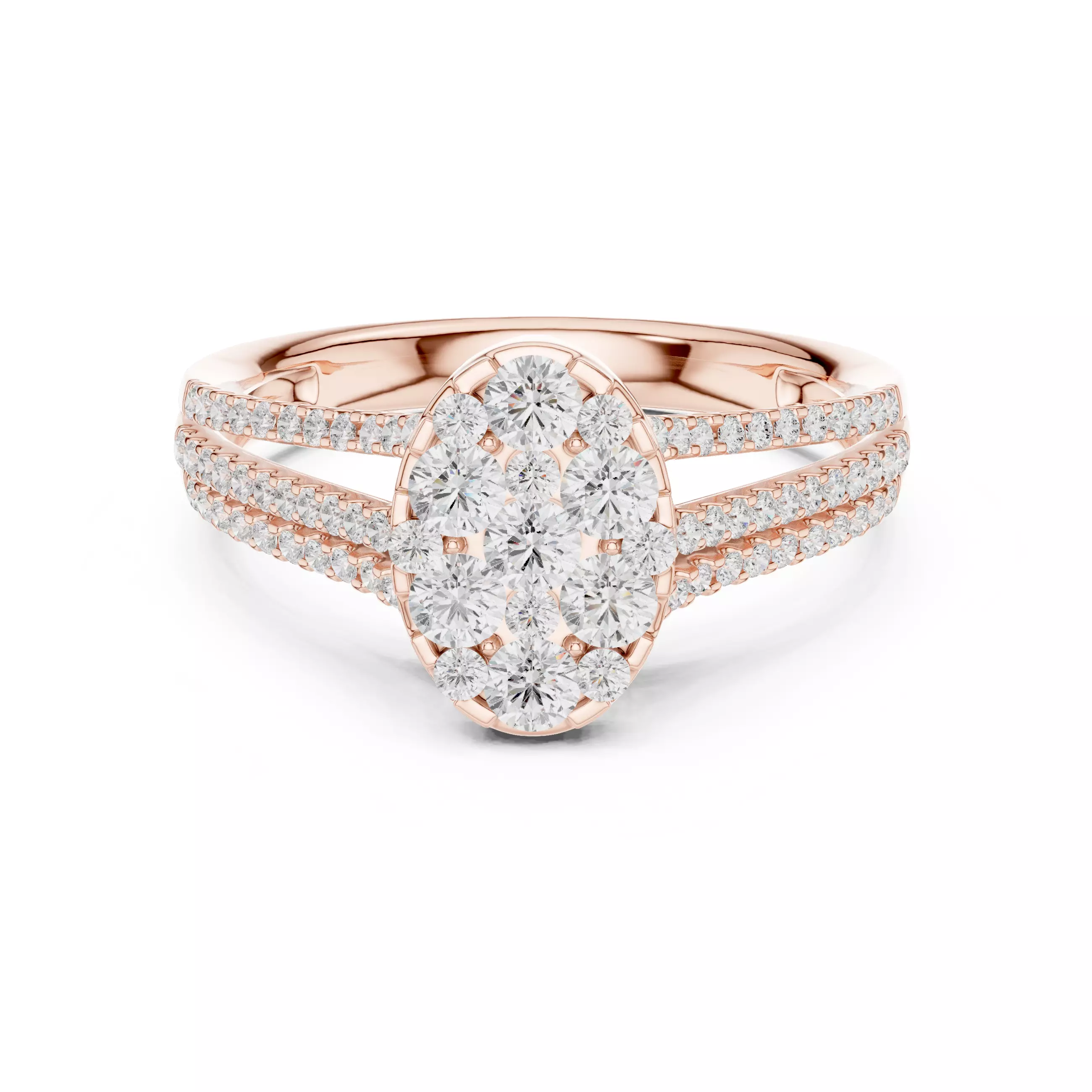 Double Split Shank Round Cut Wedding Ring ALL SIZES STL Video 3D print model_0