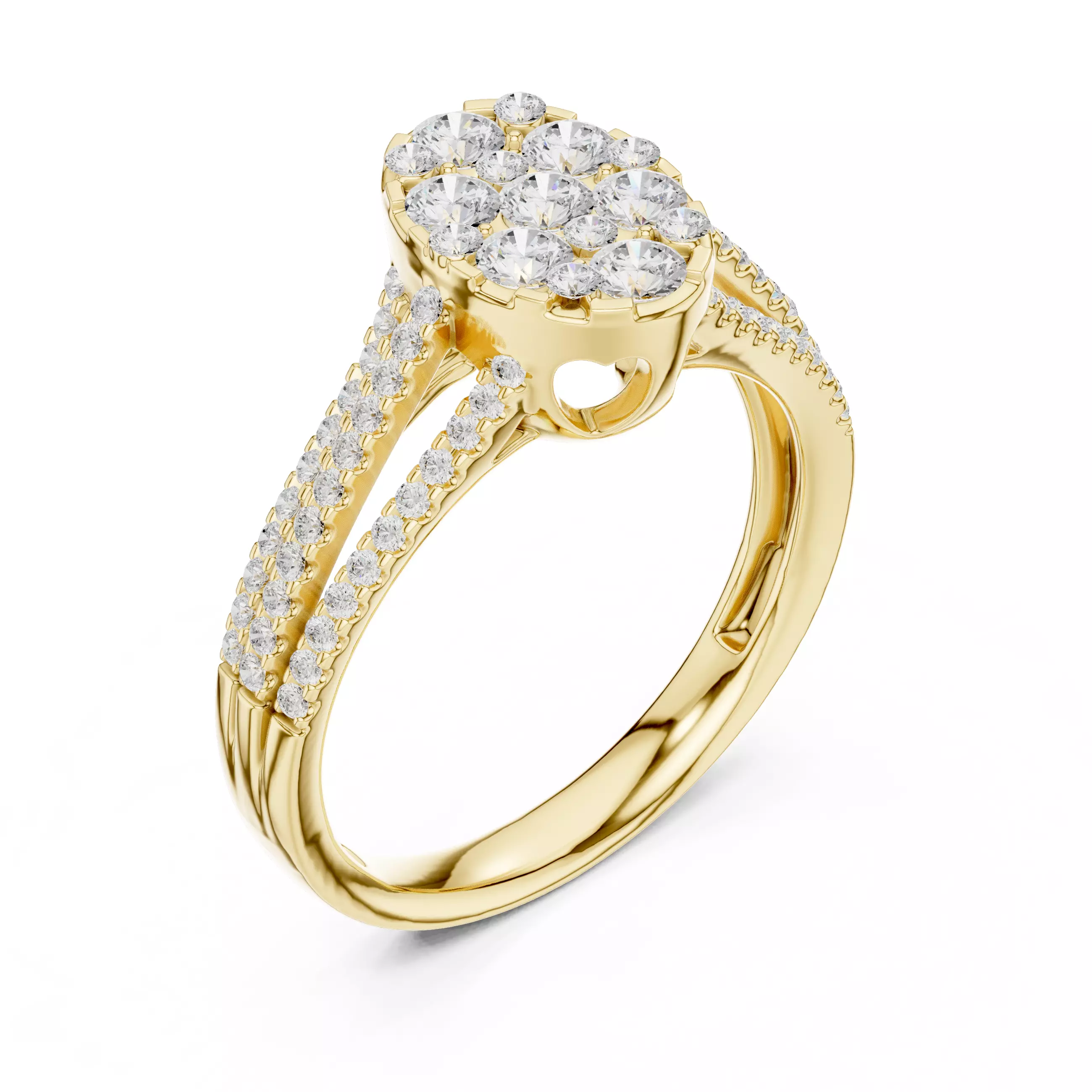 Double Split Shank Round Cut Wedding Ring ALL SIZES STL Video 3D print model_7