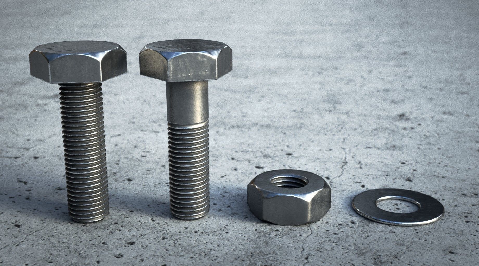 Rusty Bolts Set - PBR Low-poly 3D model_17