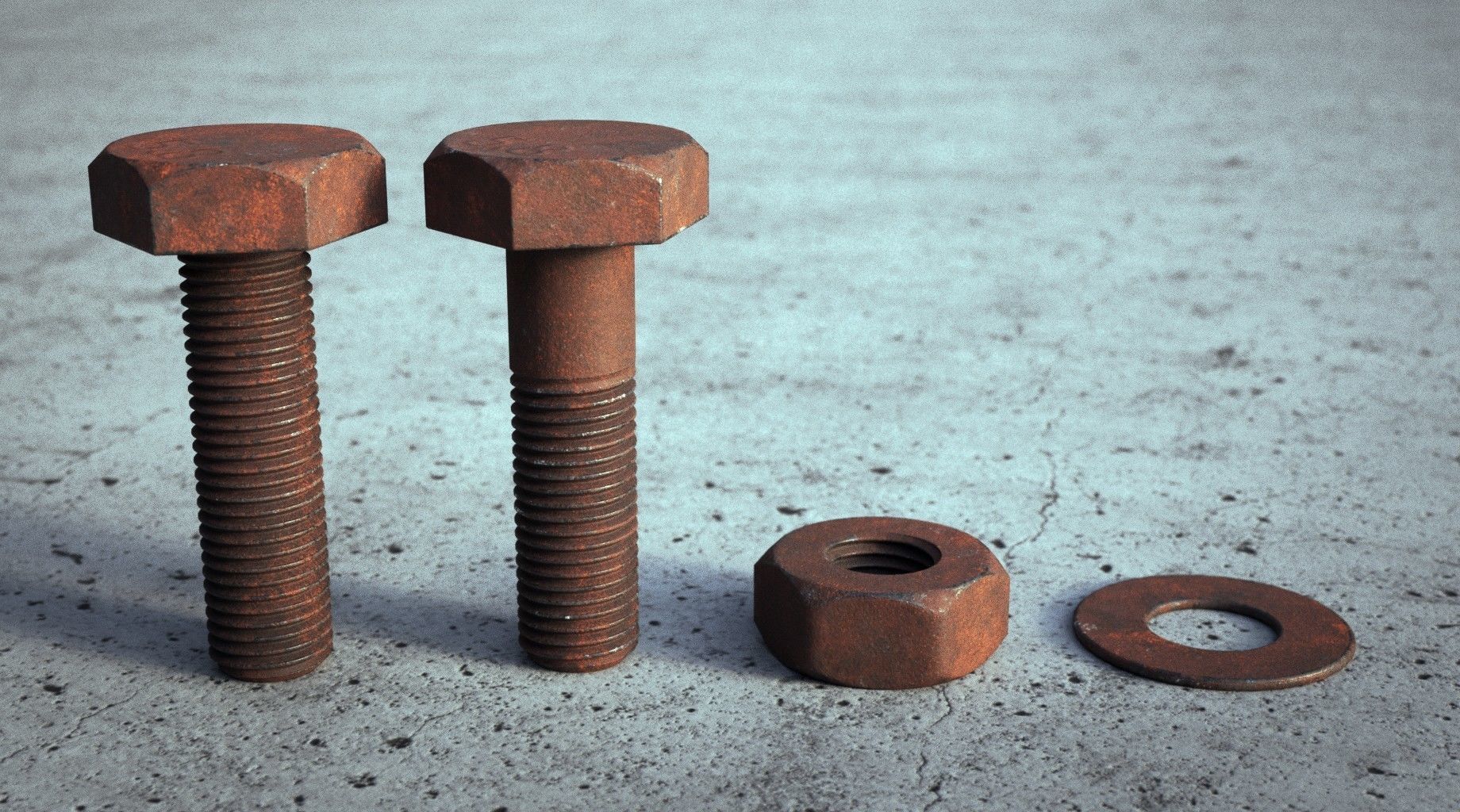 Rusty Bolts Set - PBR Low-poly 3D model_19