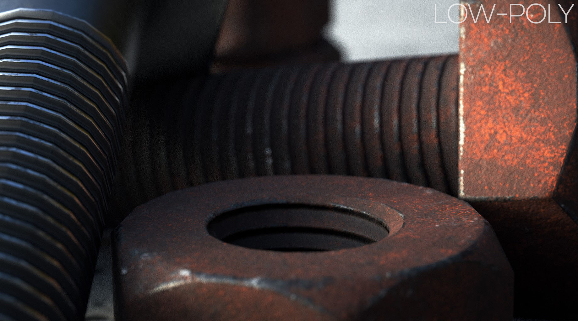 Rusty Bolts Set - PBR Low-poly 3D model_11