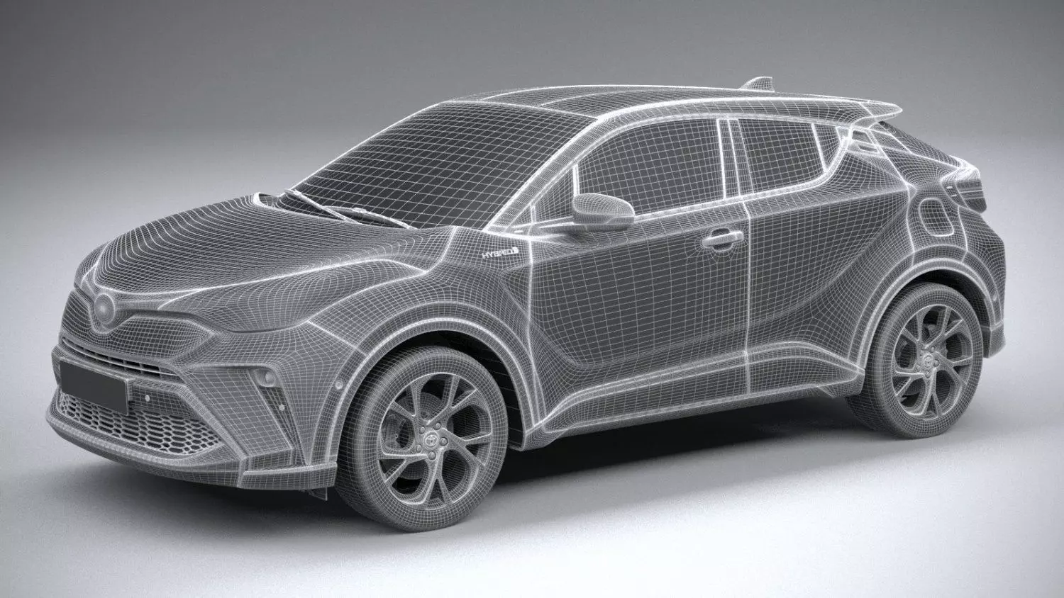 Toyota CHR Hybrid SUV High-Poly 3D Model Low-poly 3D model_20
