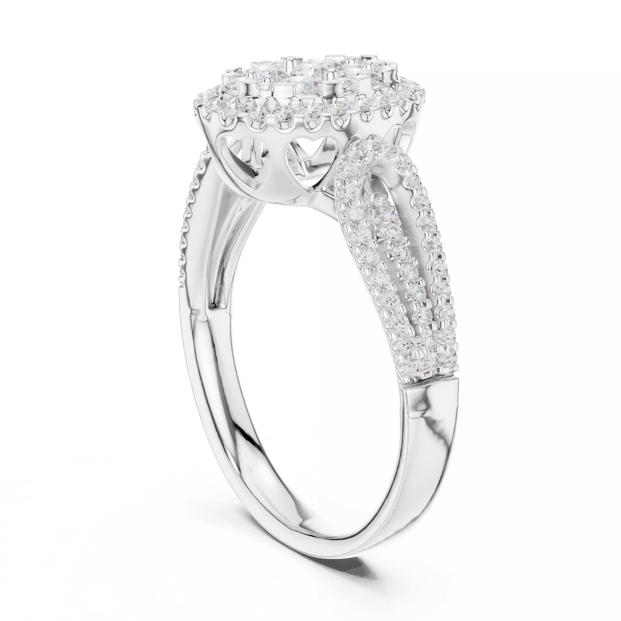 Double Split Shank Oval Engagement Ring ALL SIZES STL Video 3D print model_9