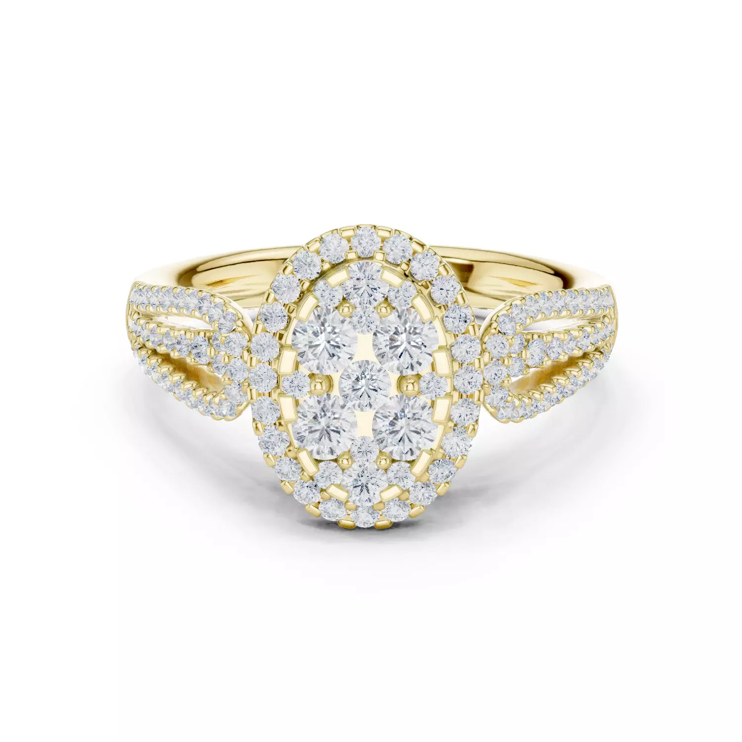 Double Split Shank Oval Engagement Ring ALL SIZES STL Video 3D print model_13