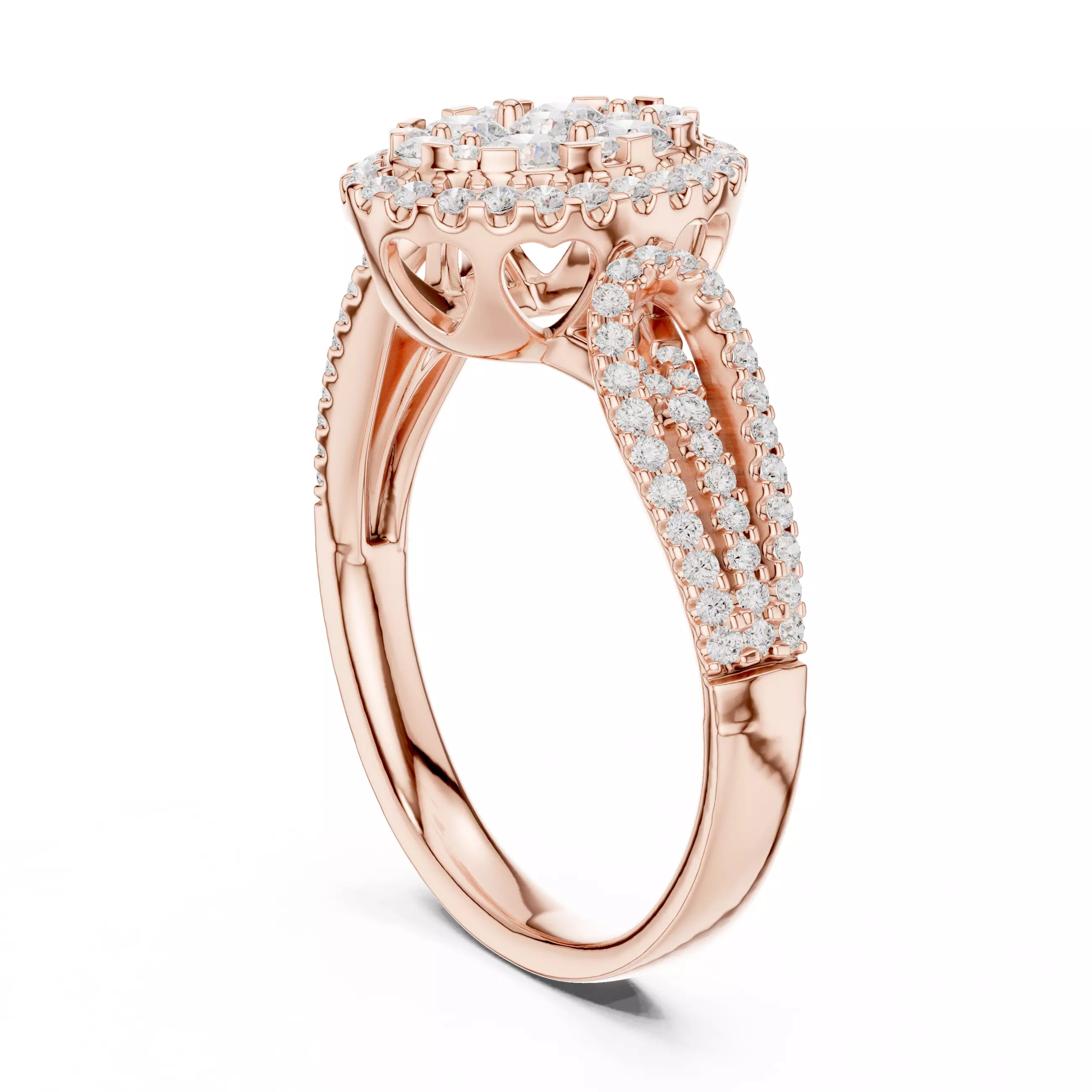 Double Split Shank Oval Engagement Ring ALL SIZES STL Video 3D print model_3