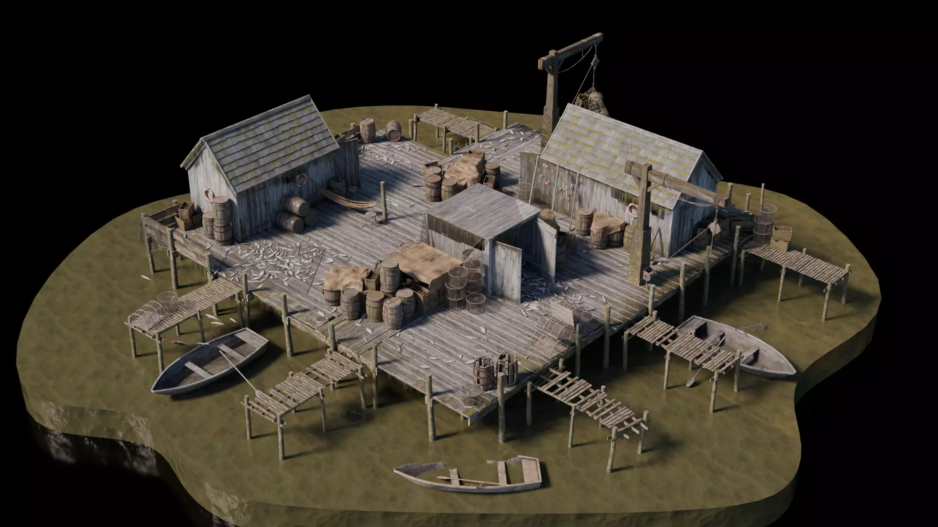 Dark Fantasy Building - Fishing Port 3D model_1