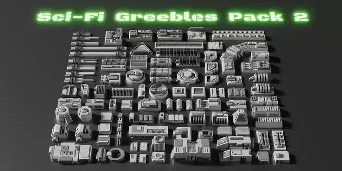 Sci Fi Greebles Pack 2 Free 3D model