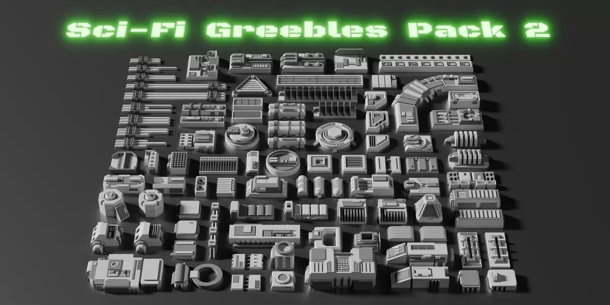 Sci Fi Greebles Pack 2 Free 3D model_0