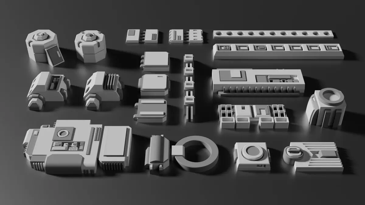 Sci Fi Greebles Pack 2 Free 3D model_3