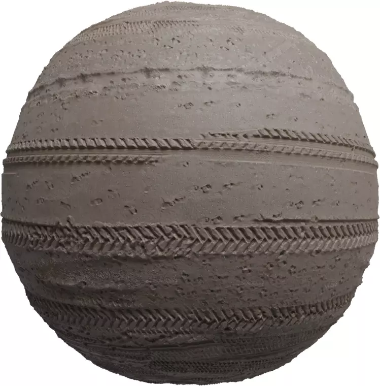 Vehicle Tire Tracks on Wet Dirt Texture