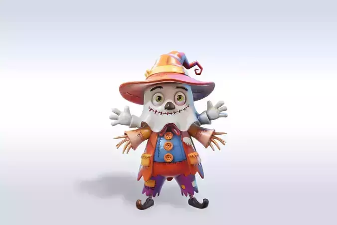 Cheerful Ghost Boy Character Low-poly 3D model