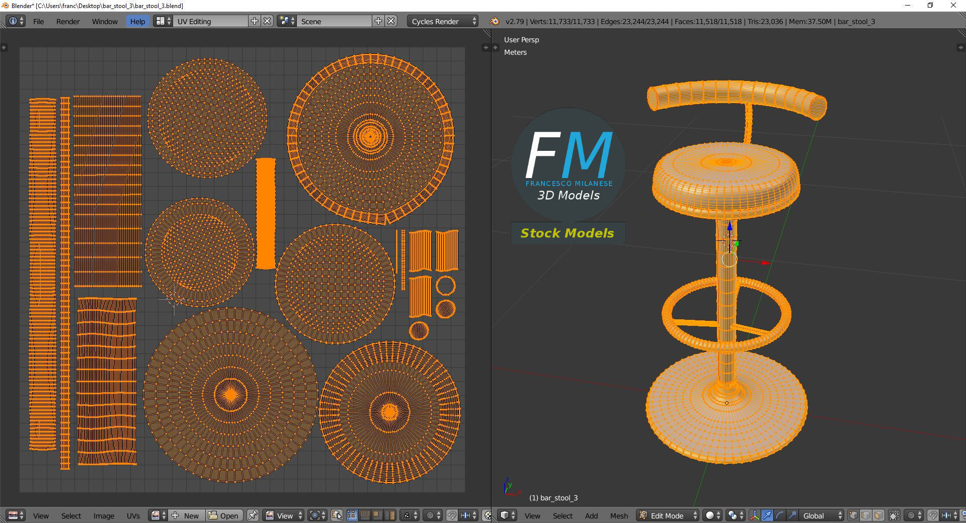 Bar stool 3 3D model_10