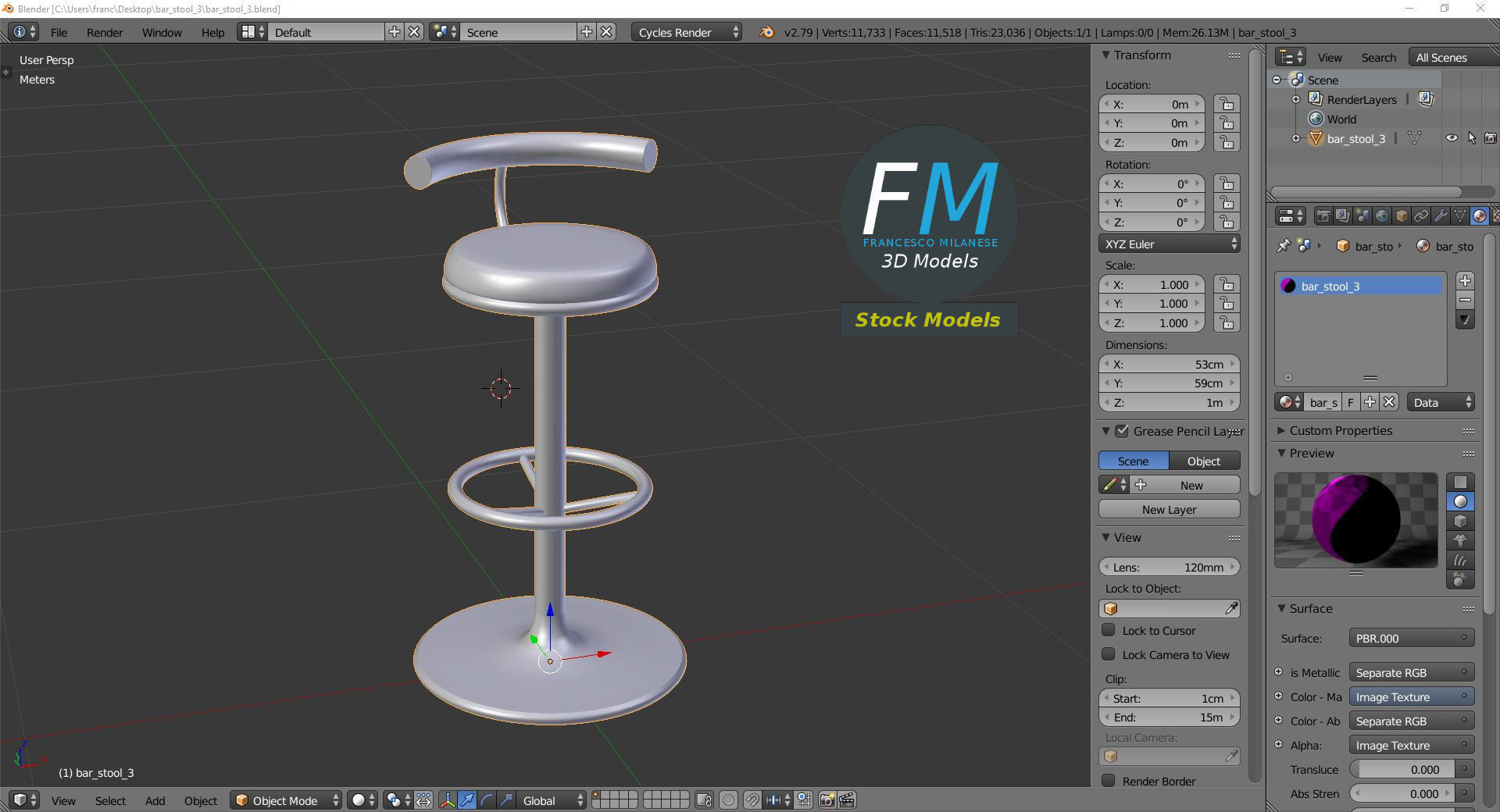 Bar stool 3 3D model_9