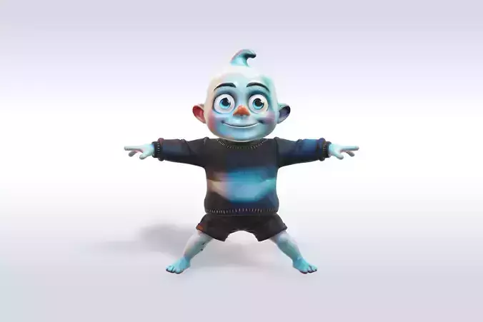 Cheerful Ghost Boy Character Low-poly 3D model