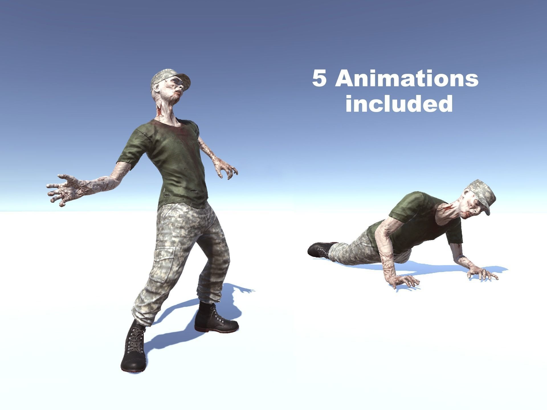 Military Zombie Low-poly 3D model_2