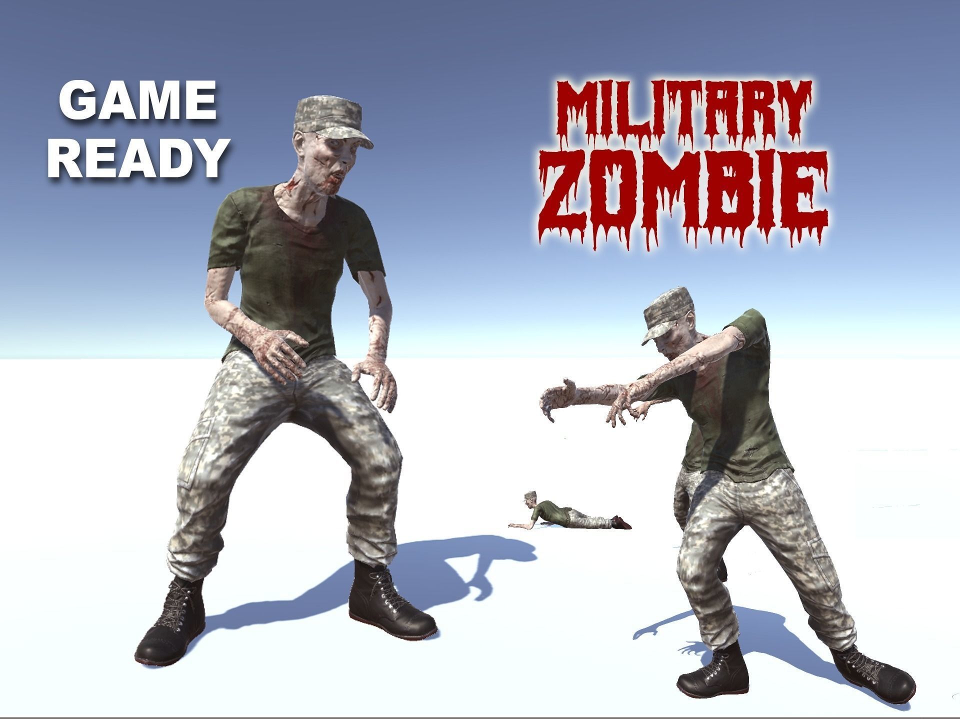 Military Zombie Low-poly 3D model_0