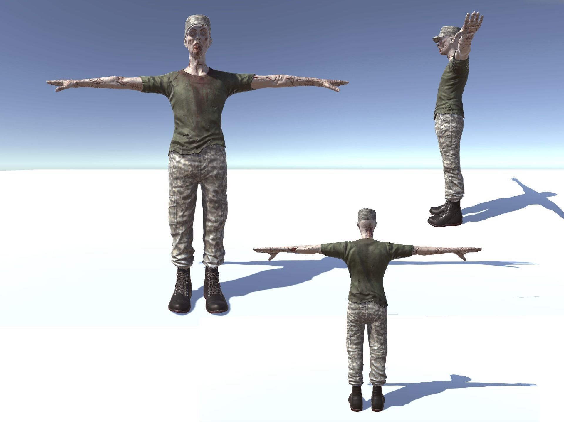 Military Zombie Low-poly 3D model_1