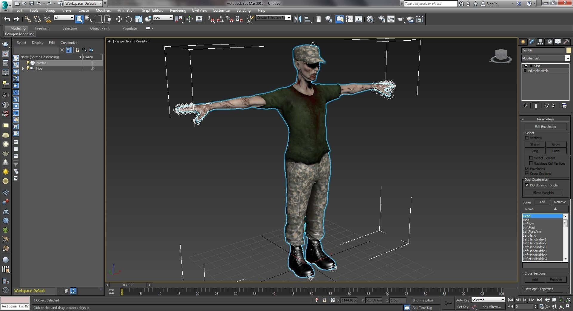 Military Zombie Low-poly 3D model_5