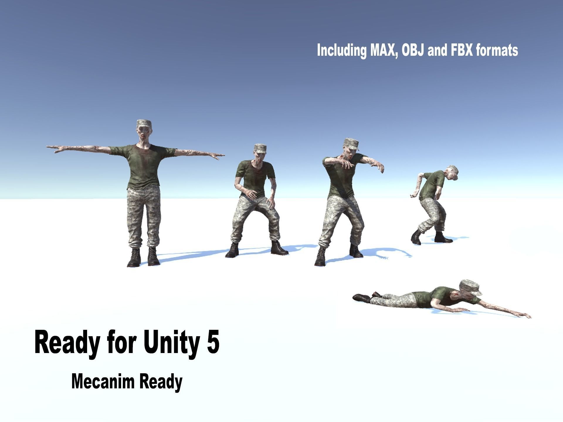 Military Zombie Low-poly 3D model_4