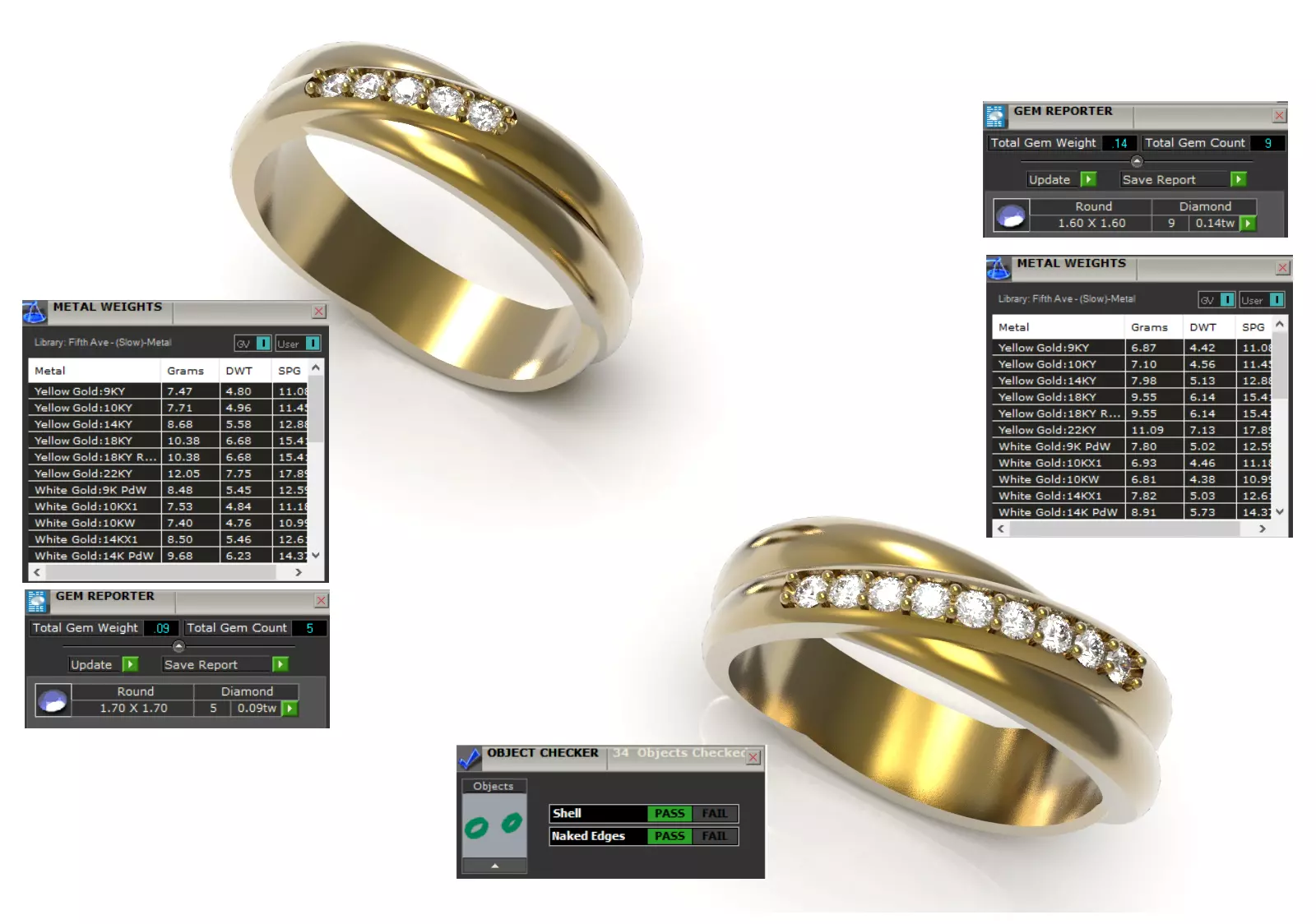 Wedding Band Set STL 3D jewelry gold model cr0049 3D print model