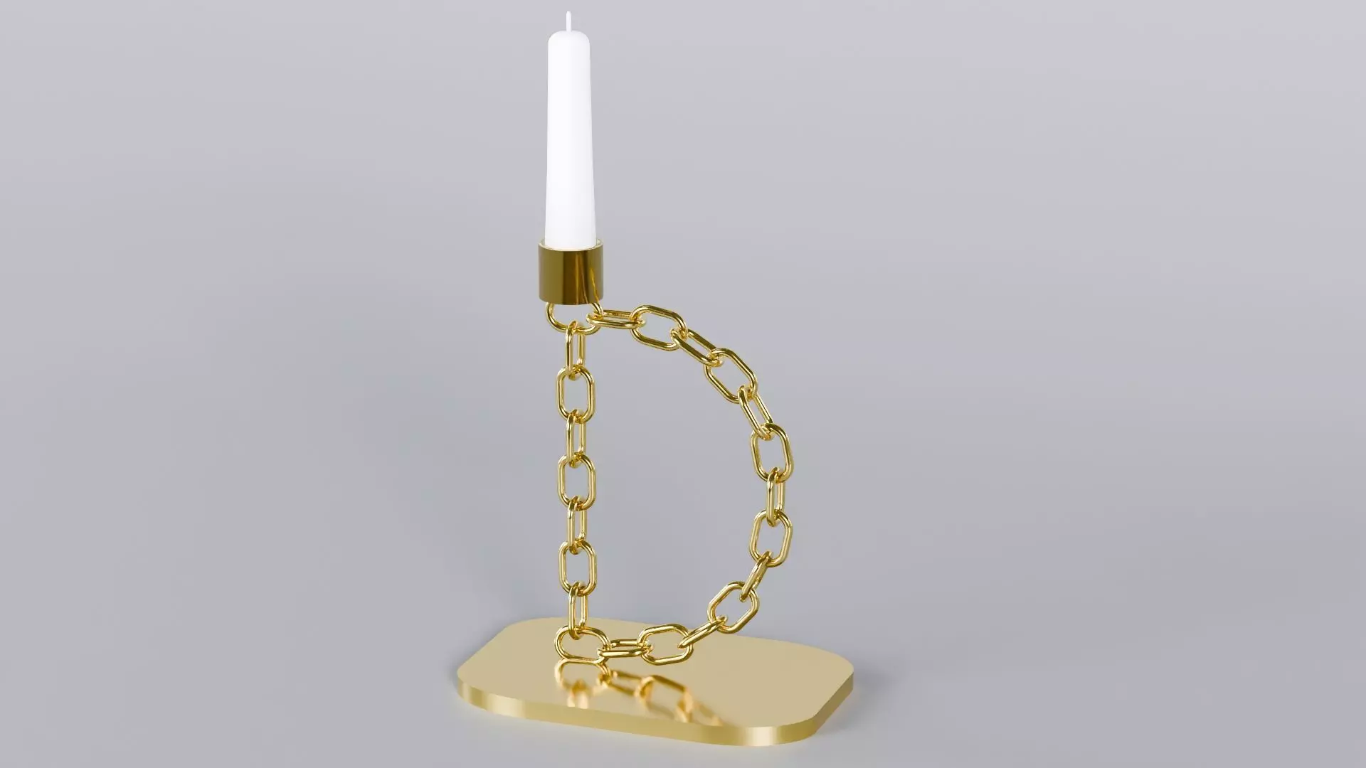Alphabet D Chain Gold Candleholder 3D Model True 4K PBR Renders Low-poly 3D model_1